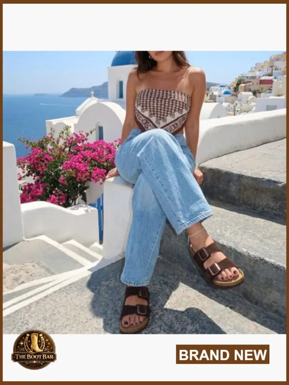 Genuine Leather Suede Slides, Cushioned Cork Footbed Sandals with Memory Foam,